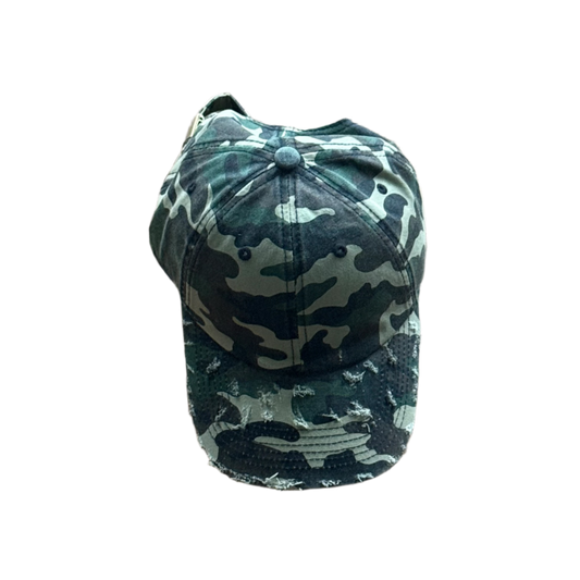 Distressed Camo Hat